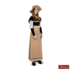 Charles Dickens: Hooggesloten Beige Jurk Met Bruine Top