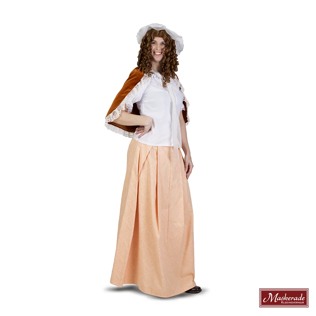 Charles Dickens: Perzikkleuren Rok Met Witte Blouse Met Fluwelen Omslag 3 Charles Dickens: Perzikkleuren Rok Met Witte Blouse Met Fluwelen Omslag
