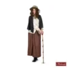 Charles Dickens: Bruin Gestreepte Rok Met Crème Blouse En Grijze Suède Omslag 2 Charles Dickens: Bruin Gestreepte Rok Met Crème Blouse En Grijze Suède Omslag -MASKERADE KLEDING Winkel DKNS449MK