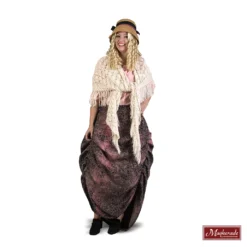 Charles Dickens: Zwartroze Rok Met Bloemenprint En Roze Blouse Met Witte Omslag