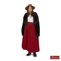 Charles Dickens: Bordeauxrode Rok Met Witte Blouse En Bruine Omslag Met Franjes