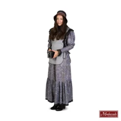 Charles Dickens: Grijze Gebloemde Jurk Met Grijze Overgooier