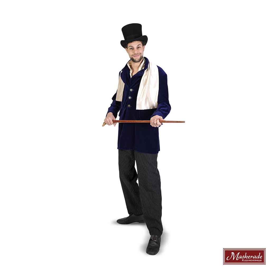 Charles Dickens: Luxe Kostuum Van Fluwelen Jas En Krijtstreep Broek 3 Charles Dickens: Luxe Kostuum Van Fluwelen Jas En Krijtstreep Broek