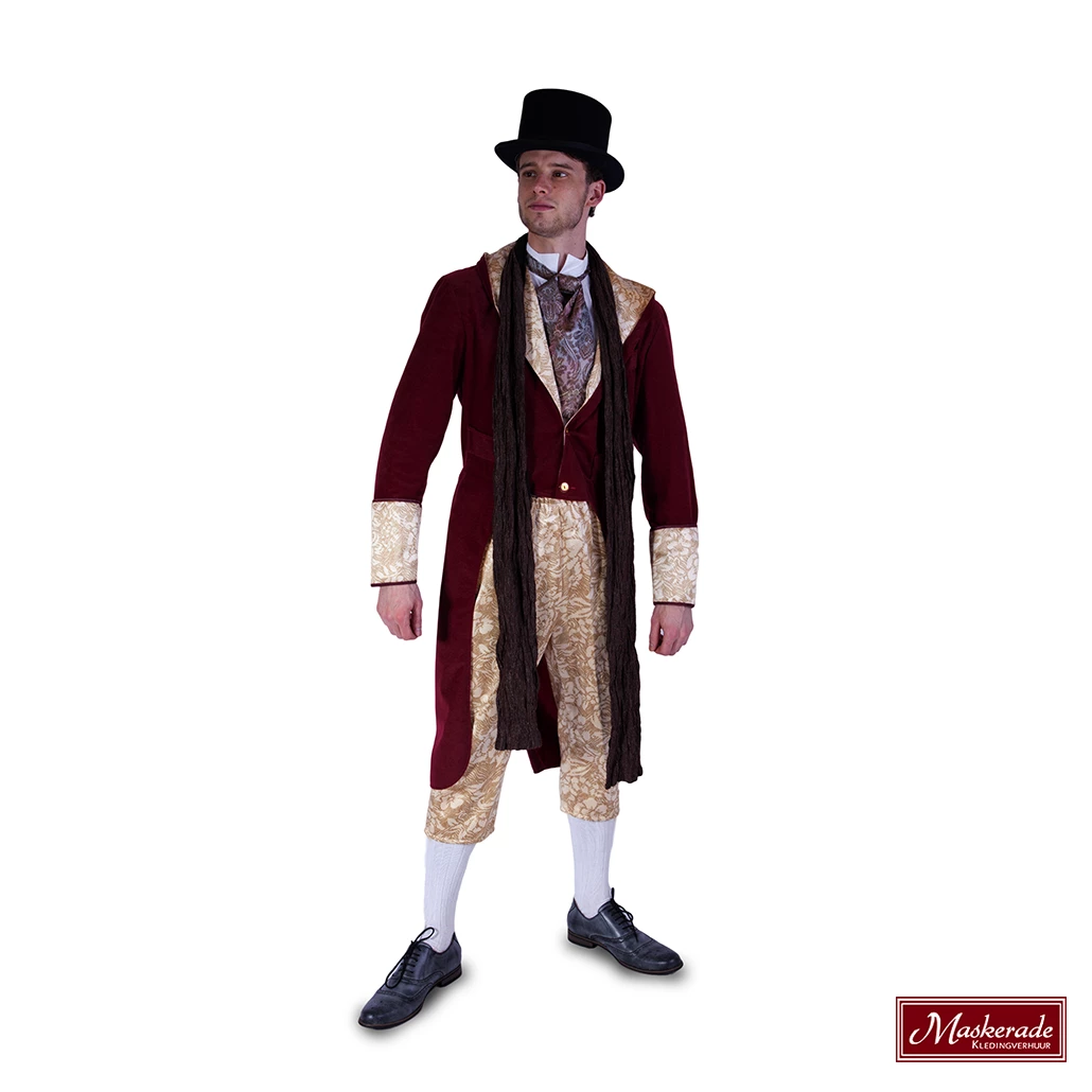 Charles Dickens: Bordeaux Kostuum Met Beige Broek 3 Charles Dickens: Bordeaux Kostuum Met Beige Broek