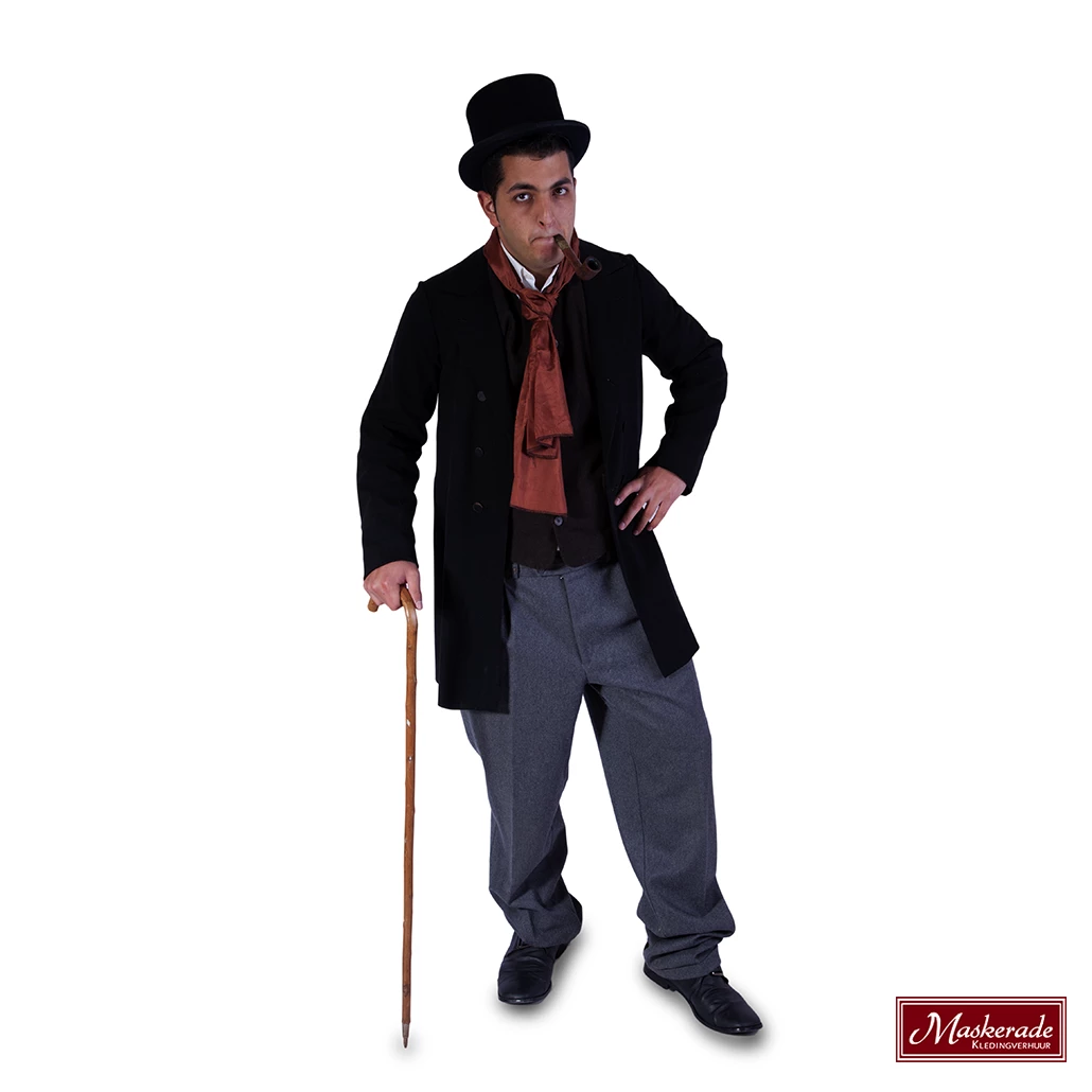 Charles Dickens: Grijs Kostuum Met Zwarte Jas 3 Charles Dickens: Grijs Kostuum Met Zwarte Jas