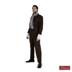 Charles Dickens: Bruine Ribjas Met Bloemenprint Vest En Bruine Broek