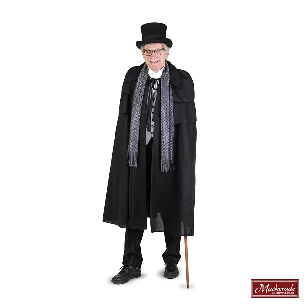 Charles Dickens: Zwarte Cape Met Grijs Vest En Grijze Krijtstreep Broek 3 Charles Dickens: Zwarte Cape Met Grijs Vest En Grijze Krijtstreep Broek