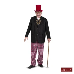 Charles Dickens: Zwarte Krijtstreep Jas Met Zwart Geprint Vest En Geruiten Broek