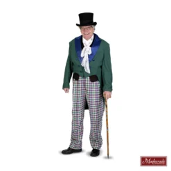 Charles Dickens: Groenblauwe Rokjas Met Grijs Vest En Geruiten Broek