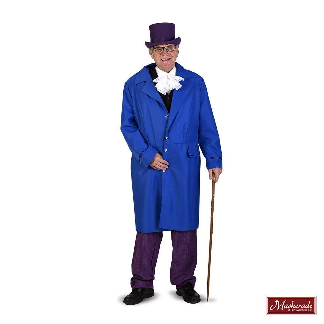 Charles Dickens: Blauwe Lange Jas Met Zwart Vest En Paarse Broek 3 Charles Dickens: Blauwe Lange Jas Met Zwart Vest En Paarse Broek