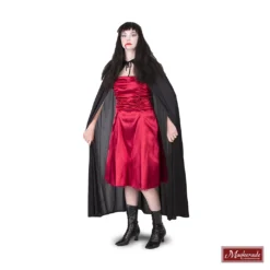 Bordeaux Cocktailjurk Met Zwarte Cape