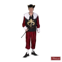 Middeleeuws Musketiershes En Broek In Het Zwart, Rood Met Franse Lelie