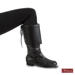 Zwarte Leren Laars Met Veters Aan De Achterkant