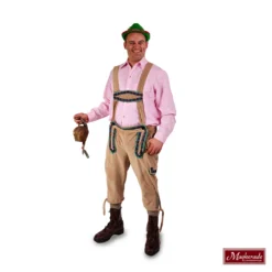 Beige Lederhose Met Bretels